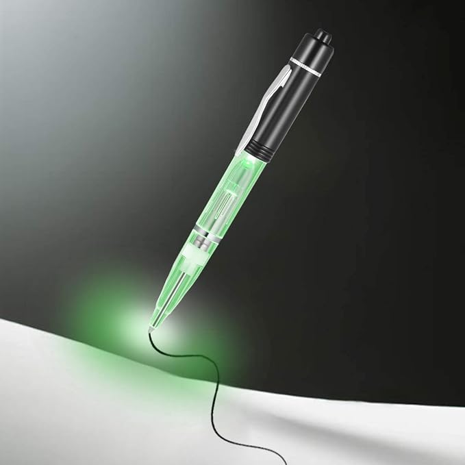 Penyeah Light Up Pen, Black Led Pens With Light for Writing in Dark Places, 0.7mm, Black Ink Ballpoint Pens For School/Camping/Events - White/Red/Green/Blue (Pack of 4)