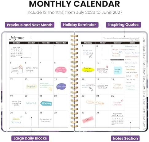 Large Planner 2026-2027, A4 (8.5" x 11") Hardcover Weekly & Monthly Planner July 2026 - June 2027 with Monthly Tabs, Academic Planner for School, Work and Office, Violet Surge