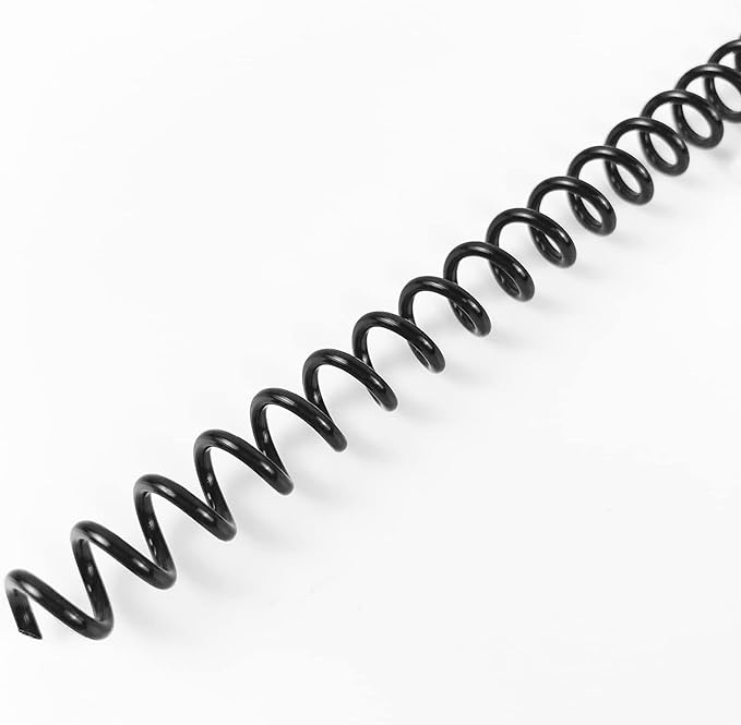 Binditek Plastic Spiral Binding Coils, 6 mm, 4:1 Pitch, Black, 100 Pack | Coil Binding Spines, 1/4", 30 Sheet Capacity, 48 Loops, for Letter-Size Reports, Presentations, School and Office Projects