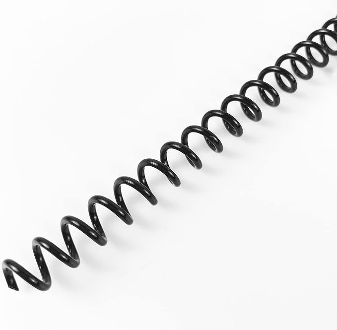 Binditek Plastic Spiral Binding Coils, 6 mm, 4:1 Pitch, Black, 50 Pack | Coil Binding Spines, 1/4", 30 Sheet Capacity, 48 Loops, for Letter-Size Reports, Presentations, School and Office Projects