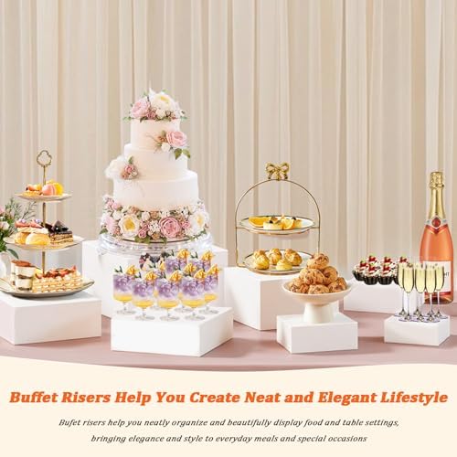 8 PCS Acrylic Buffet Risers Set, White