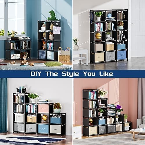 Mavivegue Bookshelf,15 Cube Storage Organizer,Book Shelf Organizer