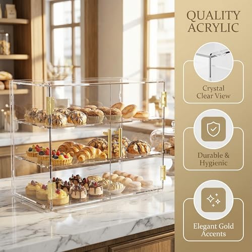 3 Tiers Countertop Bakery Display Case