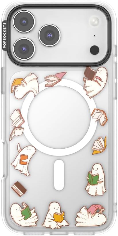 PopSockets iPhone 17 Pro Max Phone Case with MagSafe- Spooky Book Club | Magnetic, Wireless Charging, Camera & Drop Protection, Bookish, Witchy, Halloween, Horror