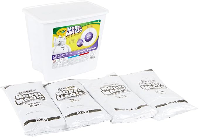 Crayola Model Magic White, 4‑Pack (8 oz Each), Teacher Must Haves & Classroom Essentials, Air‑Dry Modeling Material for Kids, Sculpting Craft Clay Alternative, Ages 3+