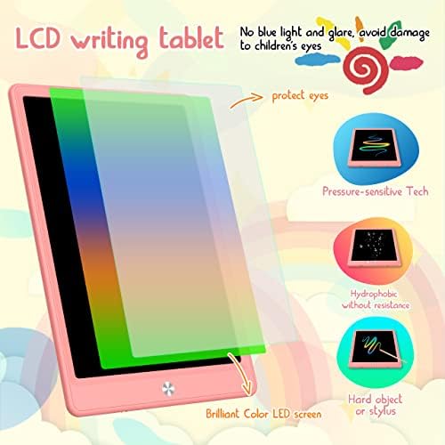 BUKEBU LCD Writing Tablet,12.5 inch Colorful Doodle Board for Kids (Pink)