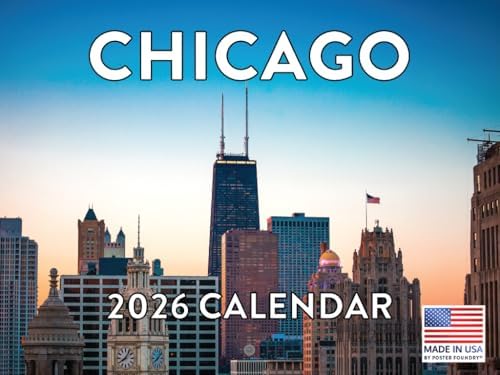 Chicago Calendar 2026 Wall 12 Month Monthly IL Scenic Souvenirs Themed Gifts | American Made In The USA