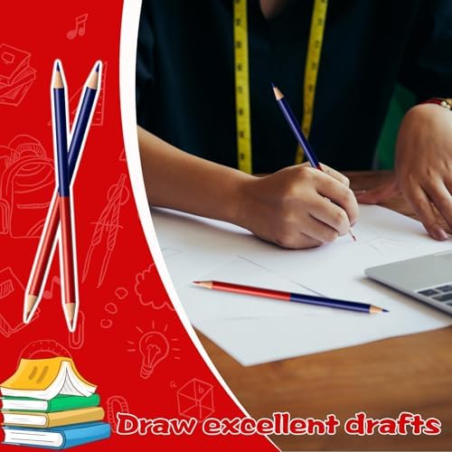 50 PCS Checking & Grading Pencils, Red and Blue Double Ended Erasable Pencils with Sharpeners, Pre-Sharpened #2 HB Back to School Supplies for Teachers, Testing, Office & Map Marking(50)