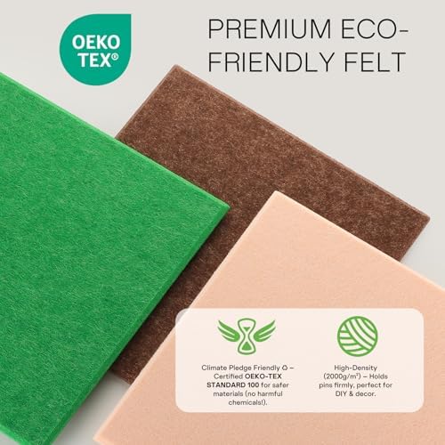 MaxGear Felt Bulletin Board 36" x 24", 6 Pack Emerald Green Felt Wall Tiles
