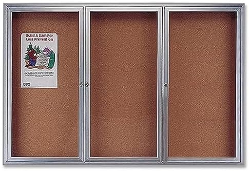 Quartet Bulletin Board, 6' x 4' Enclosed Cork Notice Board, Lockable Swing Doors, Aluminum Frame (2367)