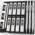 Nicpro Metal Mechanical Pencil Set with Case, 0.5mm Art Pencil, 3 Pack
