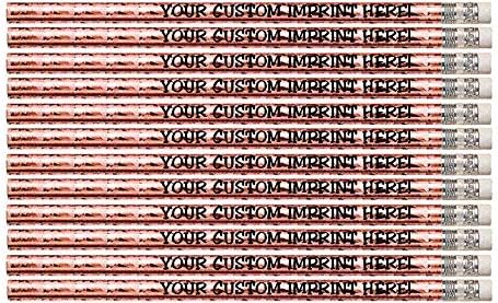 Express Pencils™ Personalized Pencils - Round - Glitz & Glitter Foil Theme - Full Color Print w/your name, message, text or logo - Personalization - Great gift ideas - 12/Set (COPPER PRISM)