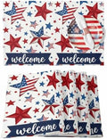 4th of July Placemats Set of 6, Patriotic Stars USA Flag Place Mats Independence Day Dining Table Mats Holiday Party Memorial Day Decor for Kitchen&Linens Outdoor Indoor, Red White and Blue