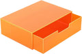 Gelite Acrylic Desk Organizer with Drawer for Makeup Vanity Stackable Desktop Storage Box for Office Supplies, 13.8 x 9.8 x 3.9’’, Neon Orange