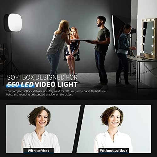 NEEWER LED Light Panel Softbox for 660/530/480 LED Light, Outer 16.3'' x 6.5'', Inner 9.8'' x 8.7'', Foldable Diffuser with Strap Attachment and Bag for Photo Studio Portrait Video Shooting
