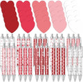 JarThenaAMCS 60Pcs Valentine's Day Sticky Notes with Ballpoint Writing Pens Pink Red White Heart Stationery Set Appreciation Gifts for Students Home Office Classroom Party Favors