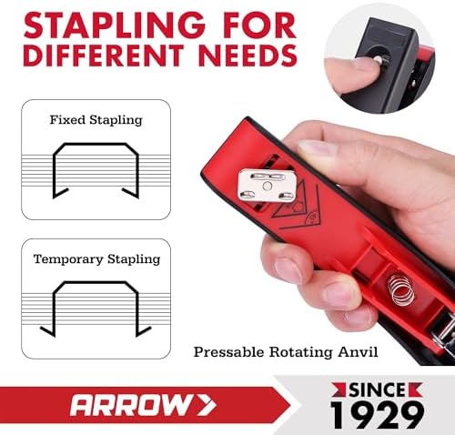 Arrow Office Stapler Set, 25 Sheet Capacity Metal Desk Staplers with 2100 Staples and Staple Remover, Half Strip Design and Non-Slip Base, Spare Staple Storage for Classroom, Office and Home, 2 Pack