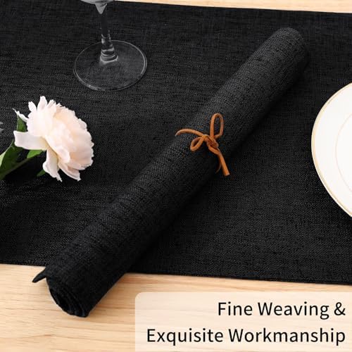 Homaxy Cloths Placemats for Dining Table Set of 4, 13" x 19", Black