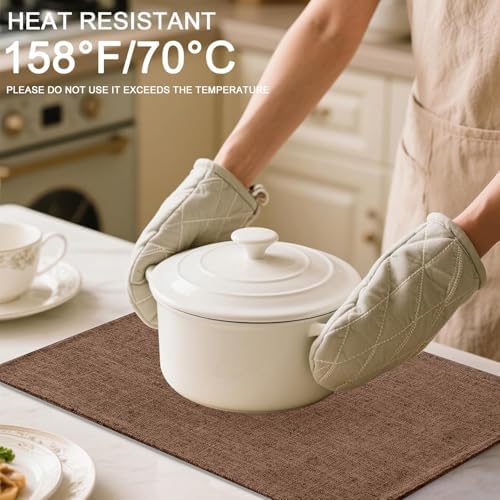Homaxy Cloths Placemats for Dining Table Set of 6, 13" x 19", Brown
