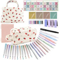 Bible Study Supplies, 50 Pack Bible Journaling Kit for Women with Tabs, Highlighter Set,Notebook , Pen Case and Storage Bag,No Bleed Annotation Kit for Christian Gifts (50PCS, Red Strawberry)