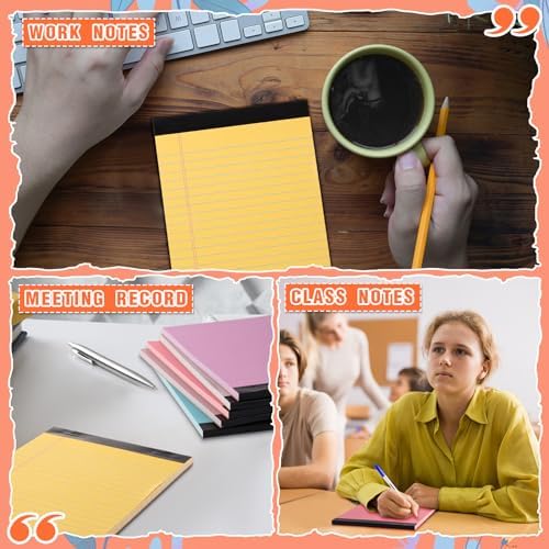 Lincia 12 Pcs 5x8 Colored Legal Pads Lined Note Pads, Bright Colors