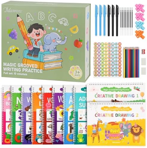 Ddaowanx Magic Grooved Writing Practice for Kids Ages 3-8,Kindergarten Book