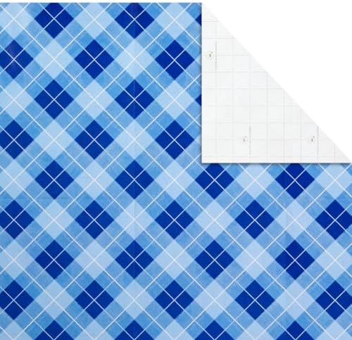 Hallmark Flat Wrapping Paper, 12 Sheets with Stickers (Blue)