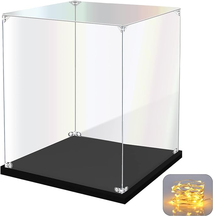KOLIPI Acrylic Display Case for Collectibles, Clear Display Box 6x6x8 in | Plexiglass Box for Lego Figures Dolls Models, Dustproof Protection, Stable and Stackable, Assembly Required