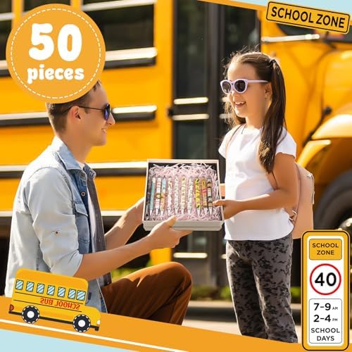 50 Pcs Bus Driver Pens Appreciation Gifts Bulk Funny Ballpoint Pens Motivational Inspirational Thank You Gift for Employee Coworker Student Office Supplies