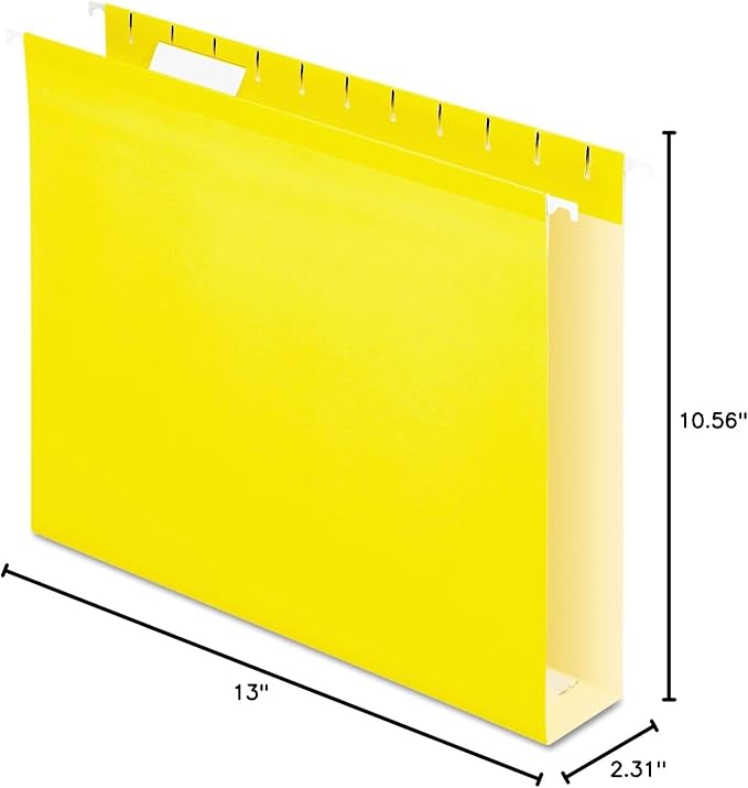 Pendaflex Extra Capacity Reinforced Hanging Folders, Letter Size, Yellow, 25 per Box (4152X2YEL)