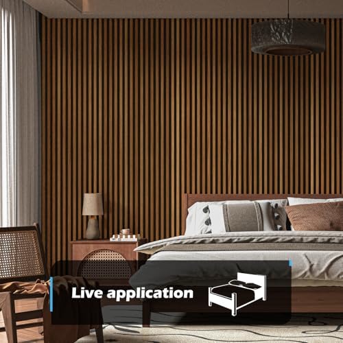 Art3d 3D Fluted Soundproof Wood Textured Slat Wall Panel, 4-Pack, Teak