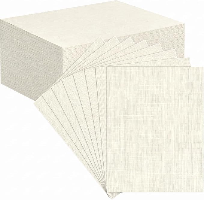 120 Sheets Linen Textured Cardstock Printing Paper 8.5x11 Inch | Ivory Thick Cardstock Paper for Scrapbook, Wedding Invitations or Certifications; Ink not Bleeding Through
