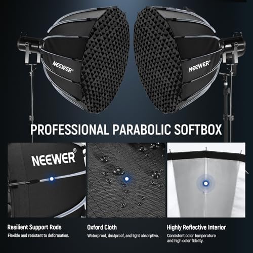 NEEWER Parabolic Softbox Kit, 35.4" Bowens Mount Soft Box, NS72P