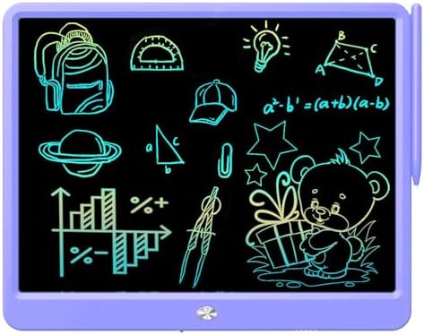 FLUESTON LCD Writing Tablet, Doodle Board Toys Gifts for 3-8 Year Old Girls Boys, 12 Inch Colorful Electronic Board Drawing Pad for Kids, Christmas Gifts for Toddler Educational Learning Travel,Purple