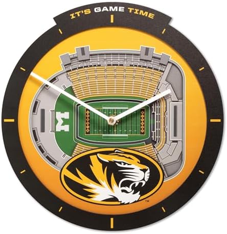 YouTheFan NCAA Missouri Tigers StadiumView 3D Wall Clock
