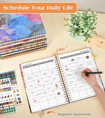 Academic Planner 2026-2027, Hardcover Weekly and Monthly Calendar Planner from July 2026 - June 2027, 6.1" x 8.2" A5 Daily Agenda with Tabs, College School Organizer for Student Teacher, Autumn Woods