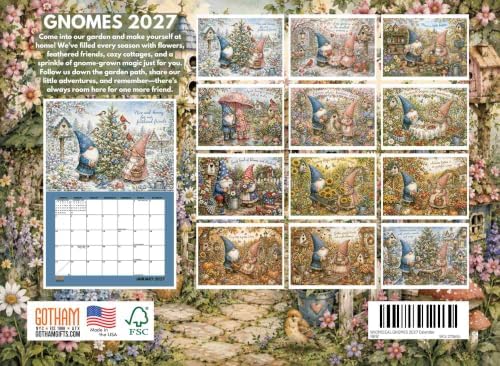 Gnome Calendar 2027 Monthly Wall Calender 12 Month