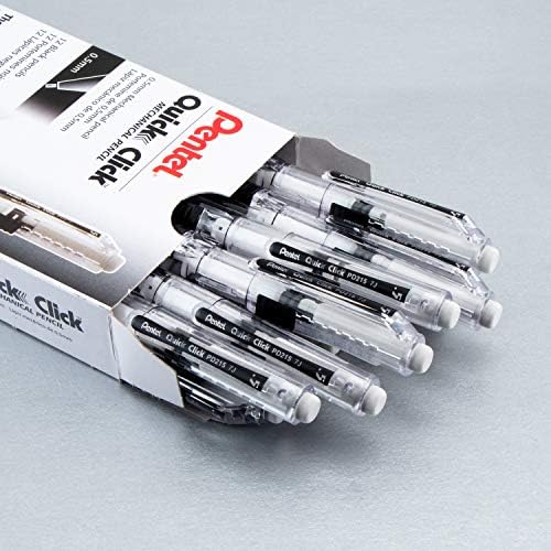 Pentel QUICK CLICK Mechanical Pencil (0.5mm), Black Barrel, Box of 12 (PD215A)