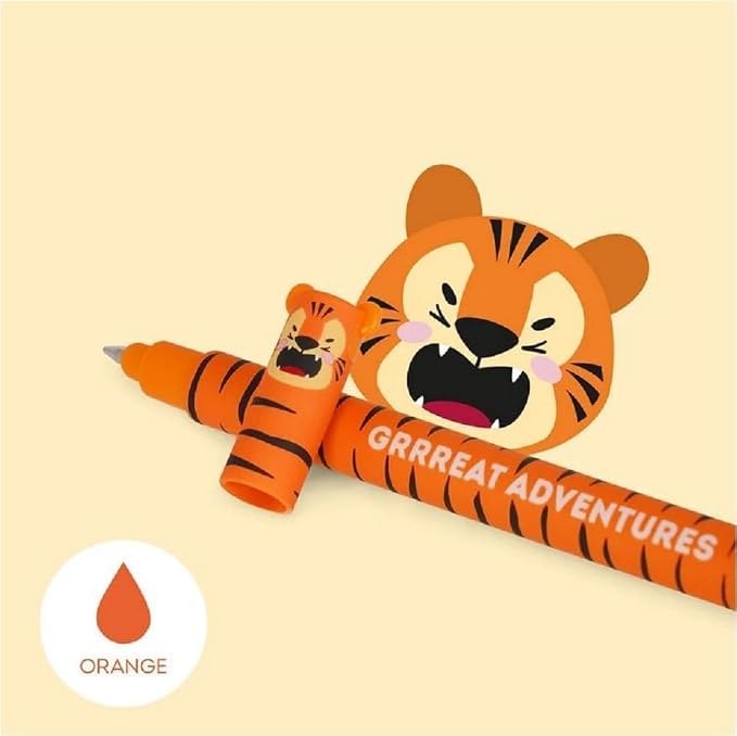 LEGAMI - Set of 16 Erasable Gel Pens with Thermosensitive Erase Ink, Range of ink colours & barrel designs, 0.7mm Tip, Animal Designs