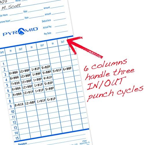 Pyramid Time Systems - Authentic Time Cards (42415PK5) - 500 Cards
