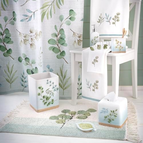 Avanti Linens - Waste Basket, Decorative Trash Can, Guest Bathroom Essentials, Botanical Inspired Home Decor (Ombre Leaves Collection)