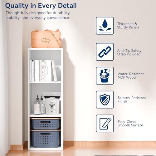 Whitmor 3 Cube Bookcase Stackable MDF Storage Organizer 11 Inch