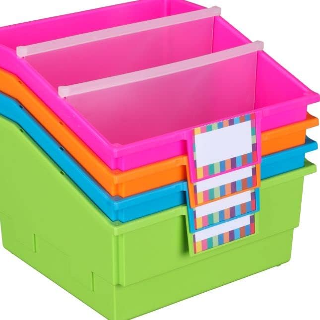 Really Good Stuff Neon Picture Book Classroom Library Bins, 4 Pack