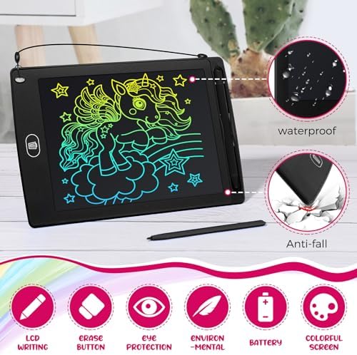Zhehao 64 Pcs LCD Writing Tablet Bulk for Kids, 8.5 in, Colorful, Black