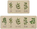 Artoid Mode Parsley Sage Oregano Basil Bay Leaves Decorative Kitchen Mats Set of 2, Seasonal Holiday Party Low-Profile Floor Mat for Home Kitchen - 17x29 and 17x47 Inch