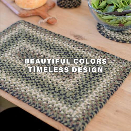 Homespice Pinecone Braided Placemats for Rustic Decor, Oval 13x19 Set of 6
