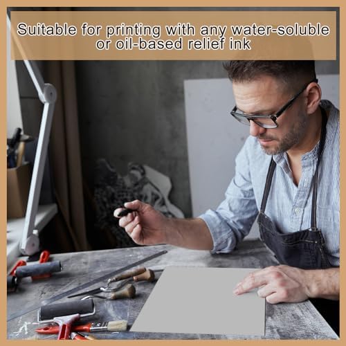 Yeaqee 12 Pcs 12 x 12 Inch Linoleum Blocks for Printmaking, Gray