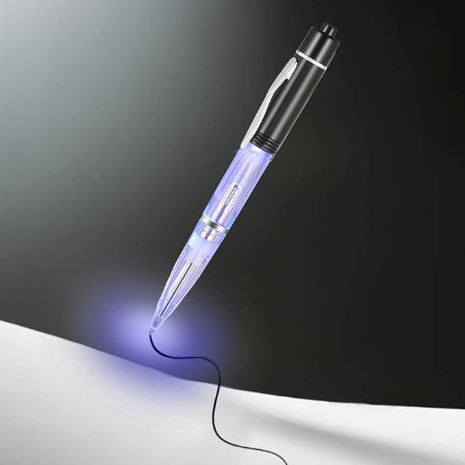 Penyeah Light Up Pen, Black Led Pens With Light for Writing in Dark Places, 0.7mm, Black Ink Ballpoint Pens For School/Camping/Events - White/Red/Green/Blue (Pack of 4)