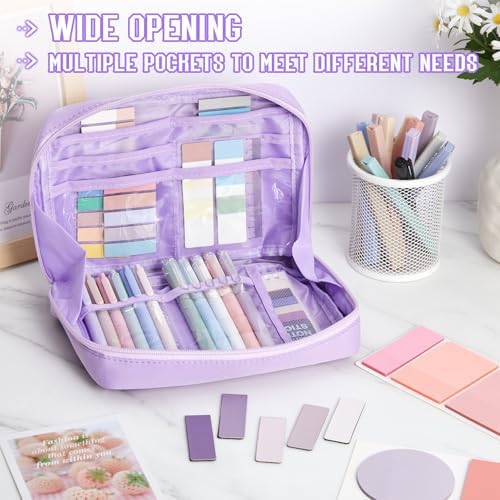 Jutom 41 Pcs Aesthetic Book Annotation Kit with Pencil Bag Bible Journaling Kit Notebook Sticky Note Tab Highlighter Black Ink Pen Page Marker School Office Supplies Bible Lover Gift(Purple)