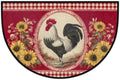 Rooster Sunflower Red Half Round Door Mat, Non-Slip Welcome Indoor Entrance Way Rug Semi Circle Front Doormats Washable Bathroom Kitchen Floor Mat, Outdoor Rugs for Garage, Patio, Hearth Rug,A-01